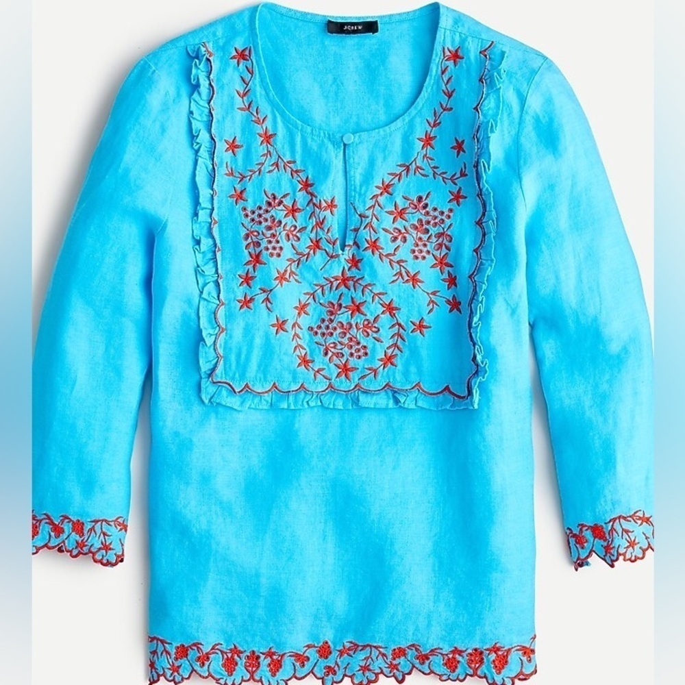 J. Crew Embroidered Linen Top